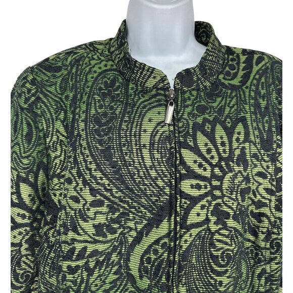 Susan Graver Style Ombre Greens Floral Embroidered Zip Jacket Size 1X - Picture 2 of 10